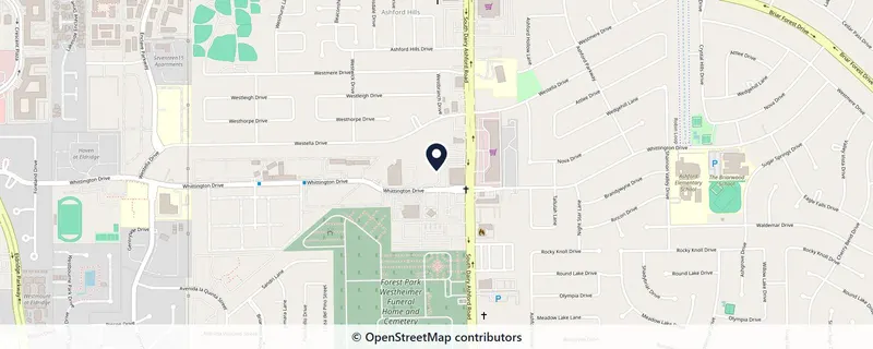 Mapa de la zona de la oficina de CPV Multiservices, en South Dairy Ashford Road, Houston, Texas.